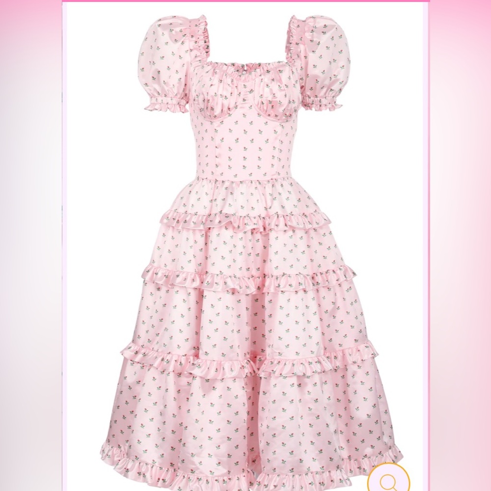 Betsy Johnson esque PINK MICRO ROSE LOLA DRESS by POPPY ANGELOFF
